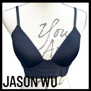 New Jason Wu Black Lightly Padded Deep V Bra (34B)